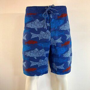Vineyard Vines Men's Blue Shark Printed Board Swim Shorts - Size 38